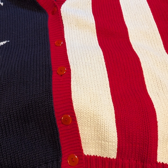 Casual Corner American Flag 100% Cotton Vintage cardigan Sweater - Picture 3 of 8
